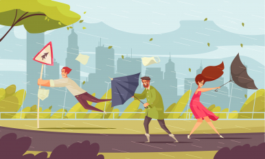 ilustracja przedstawiająca brzydką pogodę